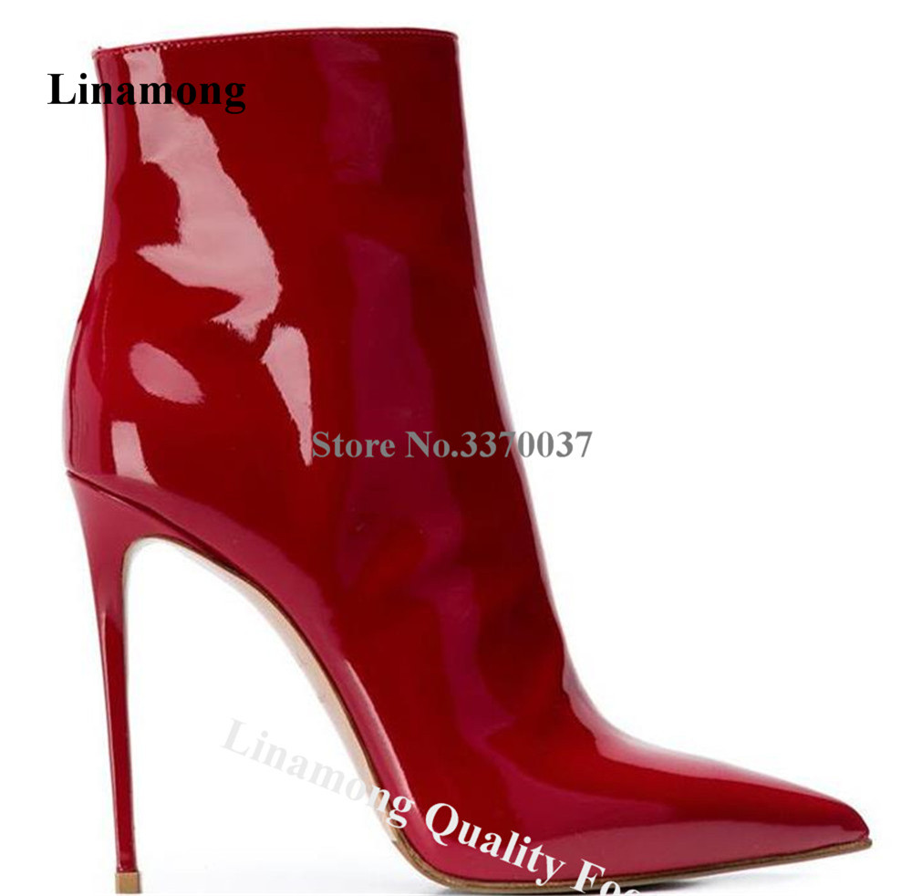 Patent Leather Shine - Lijntjes Glanzend Lakleer Stiletto Hak Korte